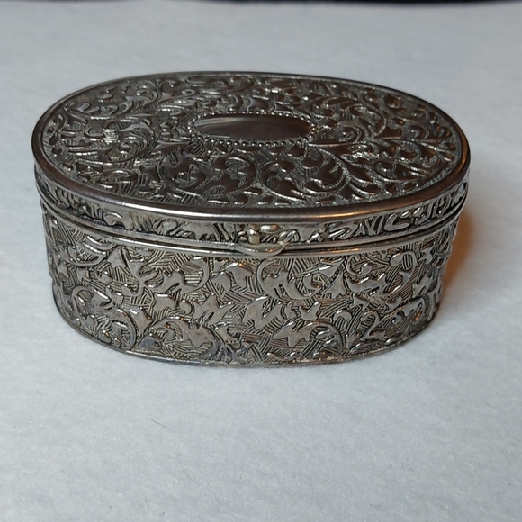 Vintage Silver Metal Trinket Box